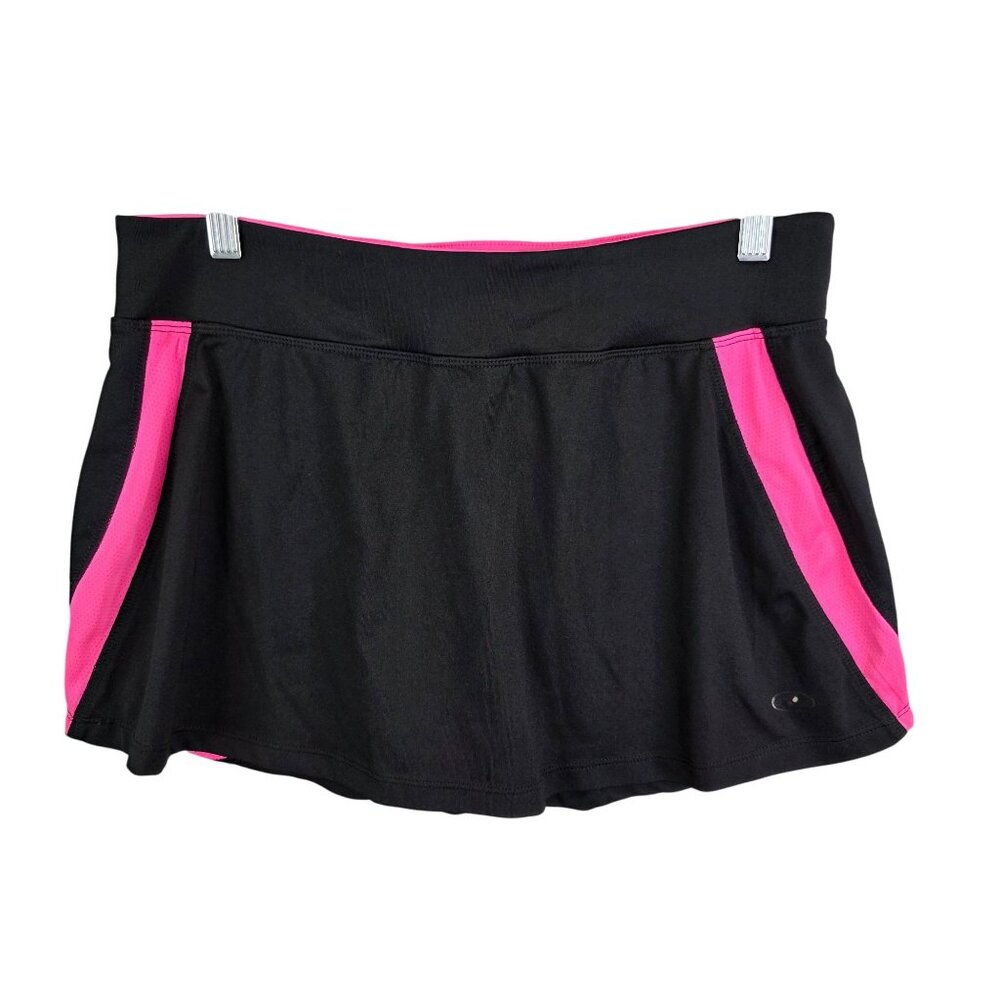 Womens N.Y.L. Sport Black & Pink Skort Skirt Athletic Gym Polyester Stretch M